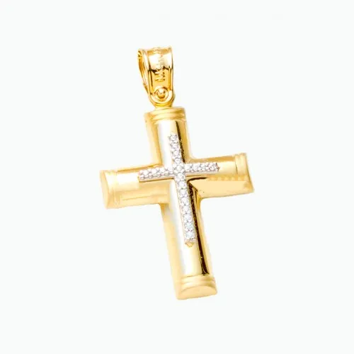 14K Χρυσός Σταυρός με Ζιργκόν ST888MN1
