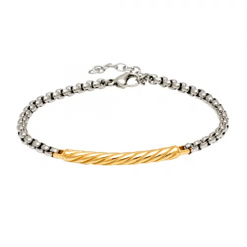 VISETTI Ατσάλινο Ασημί με Χρυσή Πλακέτα Ανδρικό SU-BR031SG