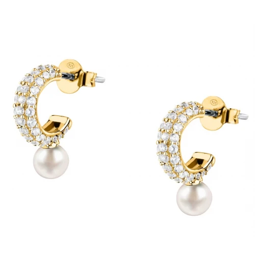 MORELLATO Επιχρυσωμένα Σκουλαρίκια 925 Ασήμι Με Πέρλα και Λευκά Ζιργκόν SXU53