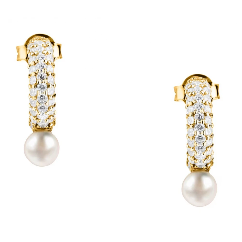 MORELLATO Επιχρυσωμένα Σκουλαρίκια 925 Ασήμι Με Πέρλα και Λευκά Ζιργκόν SXU53