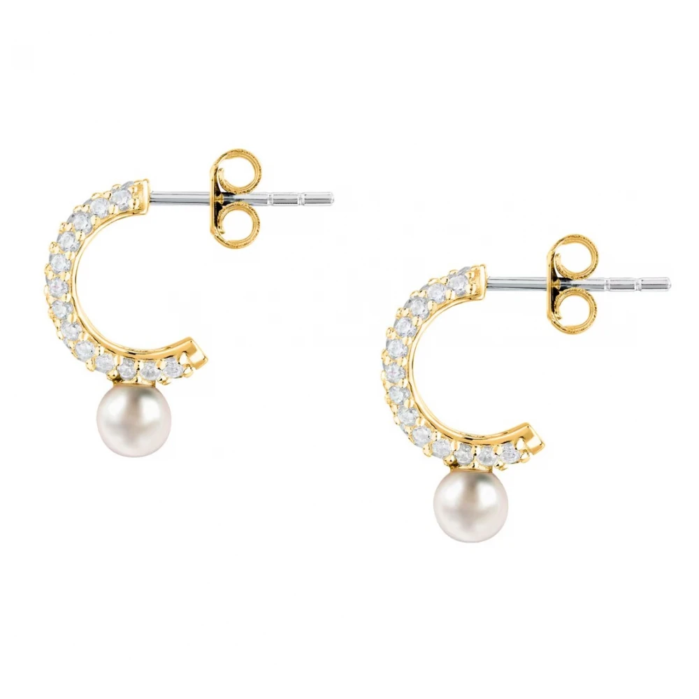 MORELLATO Επιχρυσωμένα Σκουλαρίκια 925 Ασήμι Με Πέρλα και Λευκά Ζιργκόν SXU53