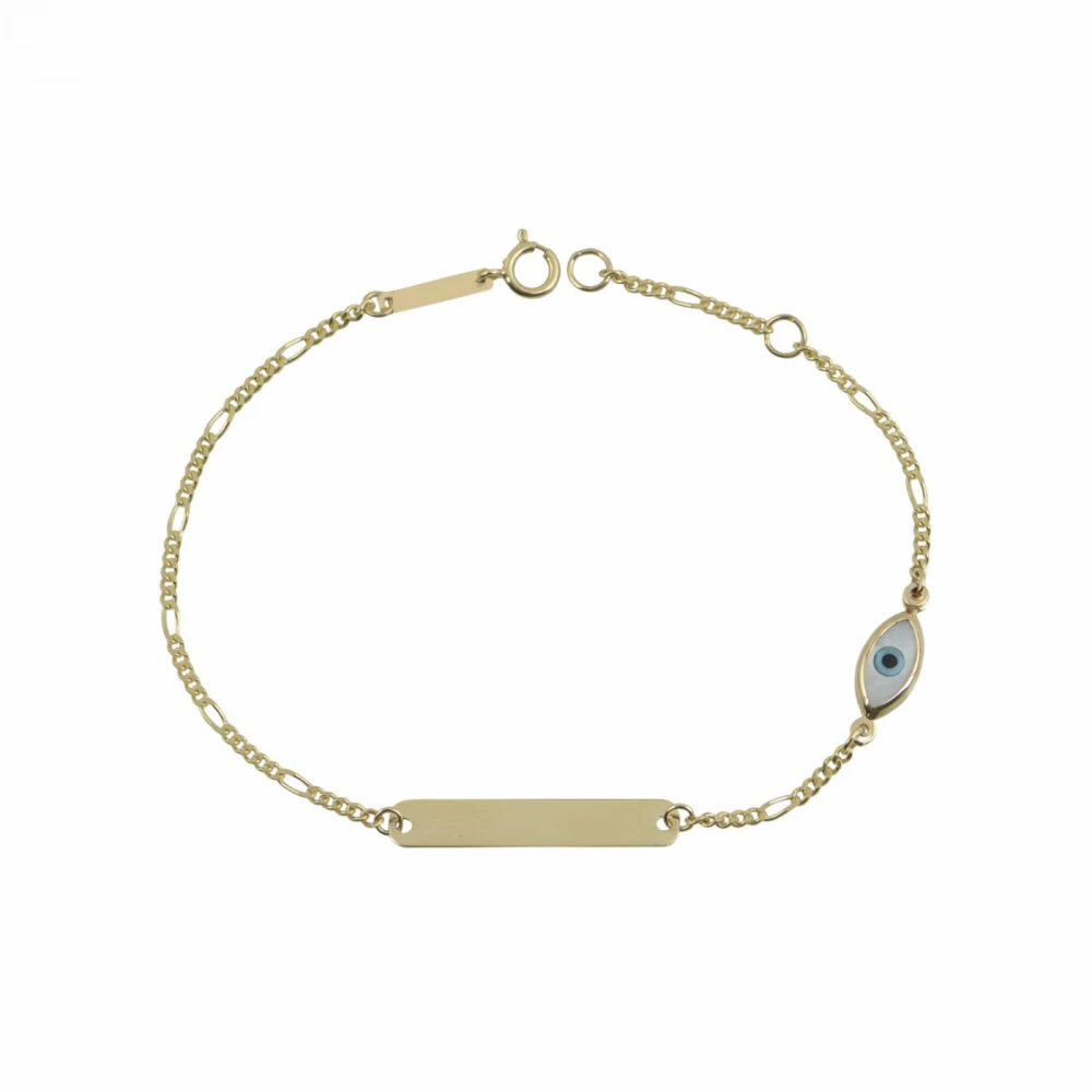 14K Χρυσό Βραχιόλι Ταυτότητα Με Ματάκι TP30
