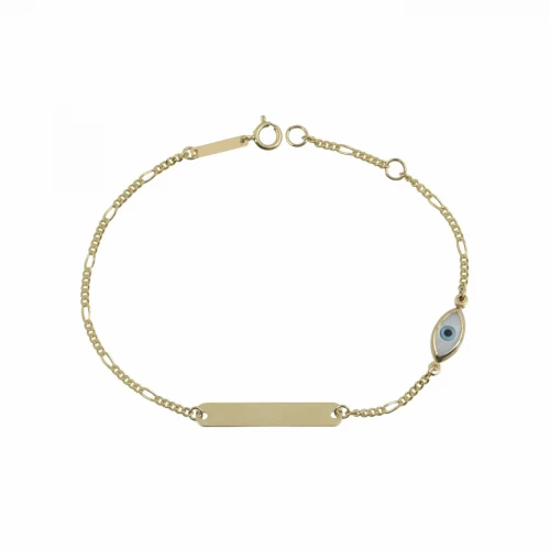 14K Χρυσό Βραχιόλι Ταυτότητα Με Ματάκι TP30