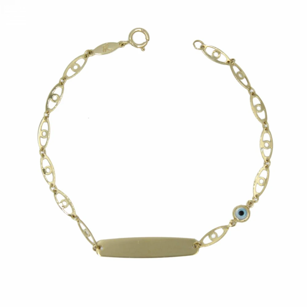 9K Χρυσό Bραχιόλι Παιδική Ταυτότητα με Ματάκι TP76BJ