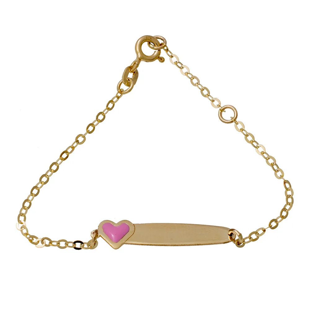 9K Χρυσό Bραχιόλι Ταυτότητα Με Καρδιά TT296KK1