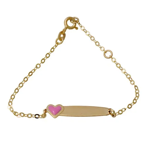 9K Χρυσό Bραχιόλι Ταυτότητα Με Καρδιά TT296KK1