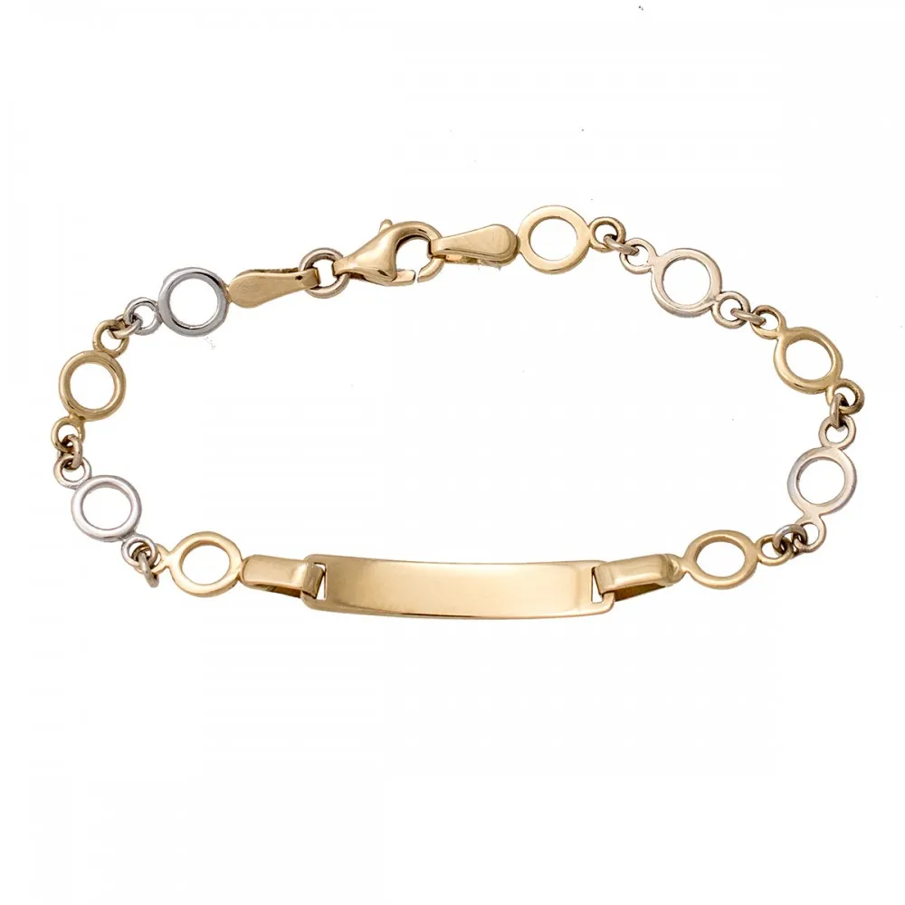 14K Χρυσό Δίχρωμο Βραχιόλι Ταυτότητα TT3040