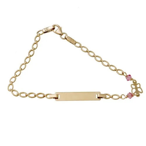 9K Χρυσό Bραχιόλι Ταυτότητα Με Πεταλούδα TT426KK2