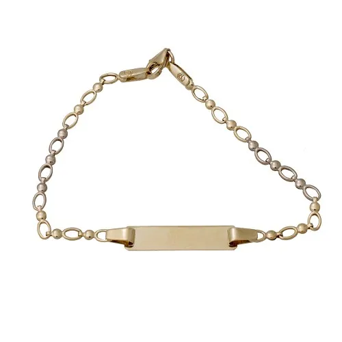 9K Χρυσό Δίχρωμο Bραχιόλι Ταυτότητα TT449KK