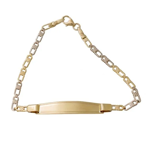 9K Χρυσό Δίχρωμο Bραχιόλι Ταυτότητα TT639KK