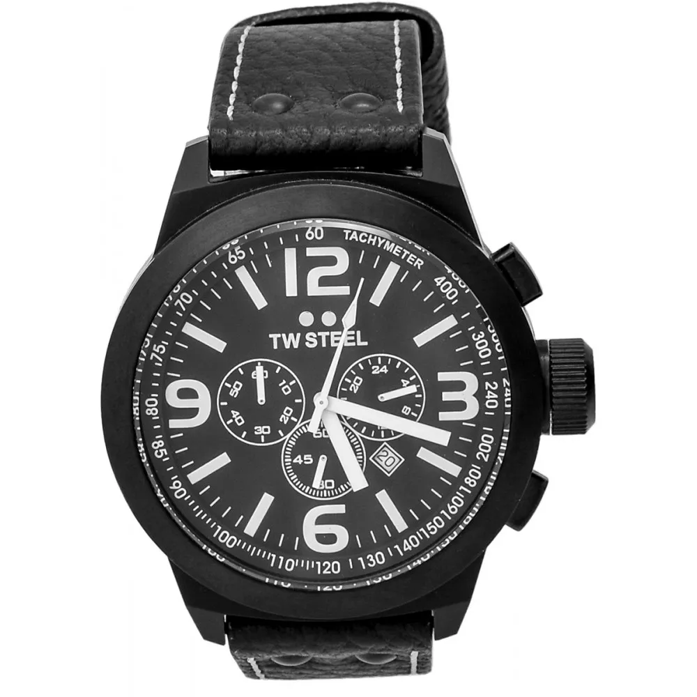 TW STEEL Pilot Chrono Black Leather Strap TW643