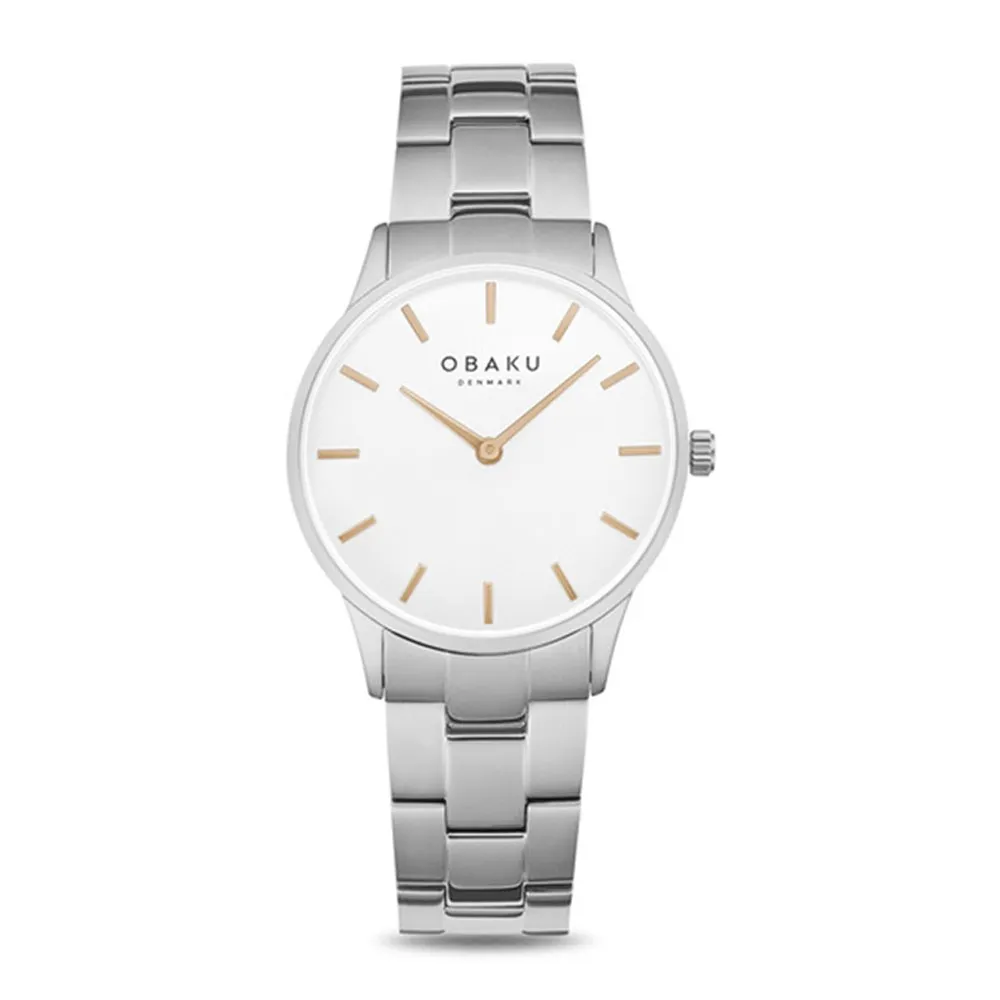 OBAKU Lyng Lille Peach Silver Stainless Steel Bracelet V247LXCISC