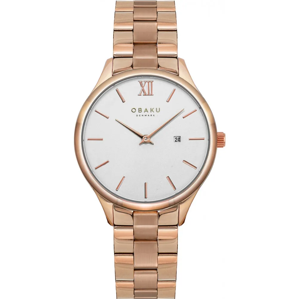 OBAKU Vibe Lille Fuschia Rose Gold Stainless Steel Bracelet V266LDVISV