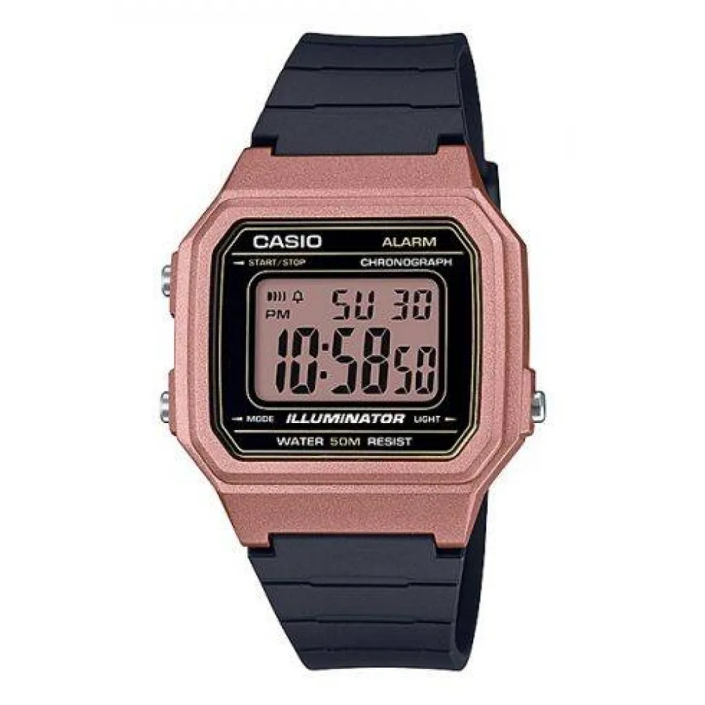 Casio Mens Ψηφιακό με Λουράκι από Μαύρο Καουτσούκ W-217HM-5AVEF