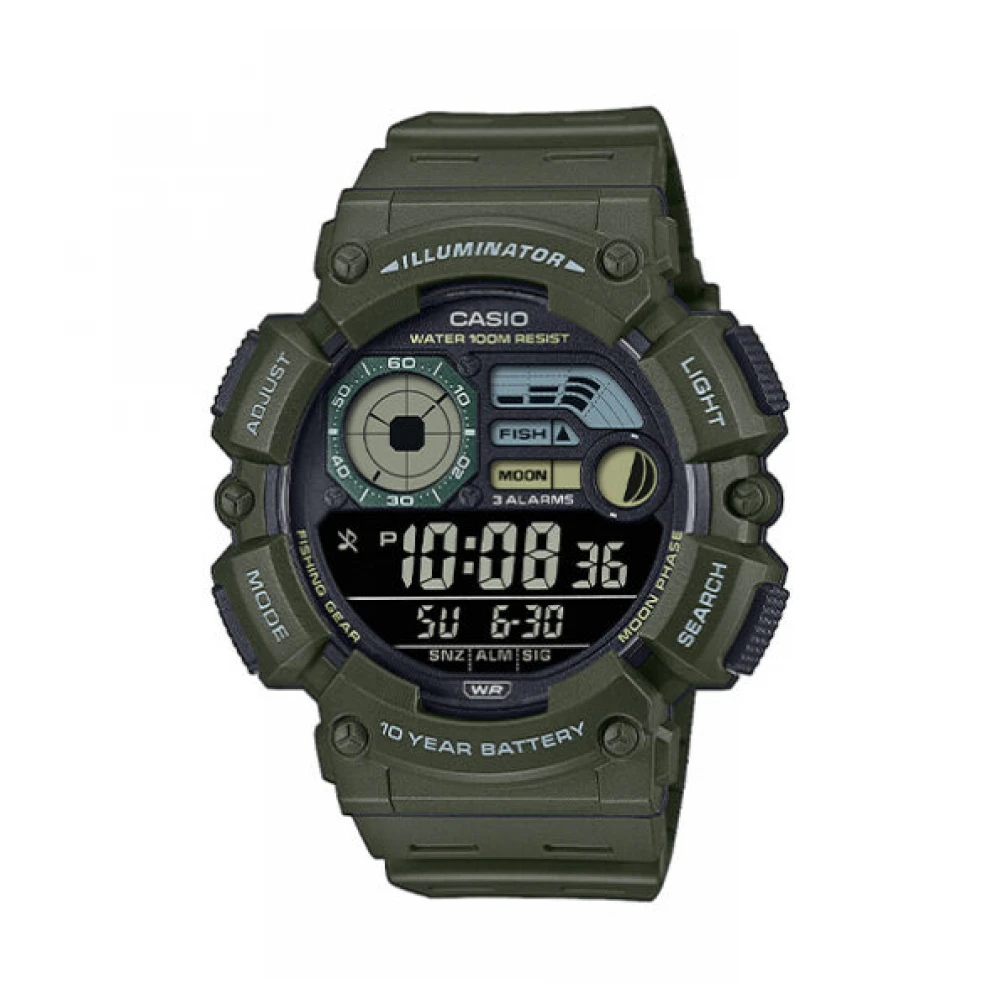 CASIO Collection με Λαδί Λουράκι από Καουτσούκ ΅WS-1500H-3BVEF