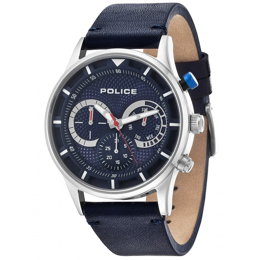 POLICE Driver Multifunction Blue Leather Strap PL14383JS03 POLICE Driver Multifunction Blue Leather Strap PL14383JS03