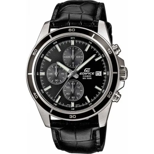 CASIO Edifice Χρονογράφος με Μαύρο Δερμάτινο Λουράκι EFR-526L-1AVUEF