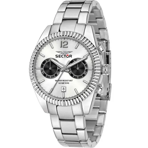SECTOR 240 Dual Time Silver Stainless Steel Bracelet R3253240007