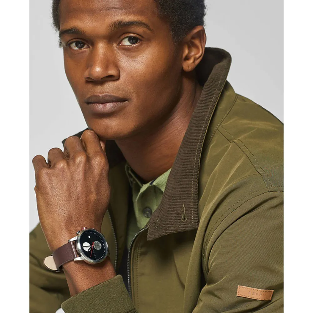 ESPRIT Linear Brown Leather Chronograph ES1G110L0035