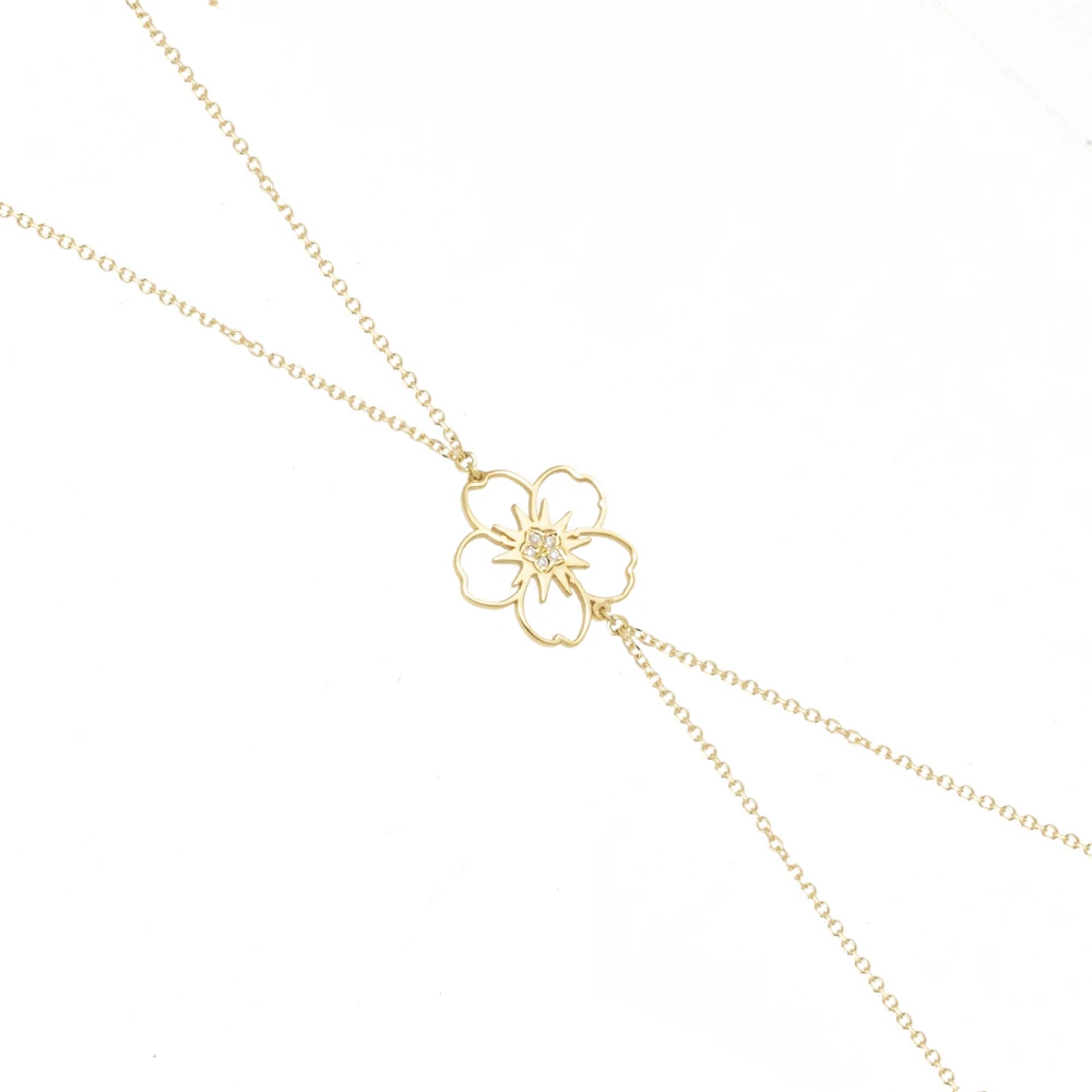 14K Χρυσό Βραχιόλι "Λουλούδι" με Διαμάντι XB2803