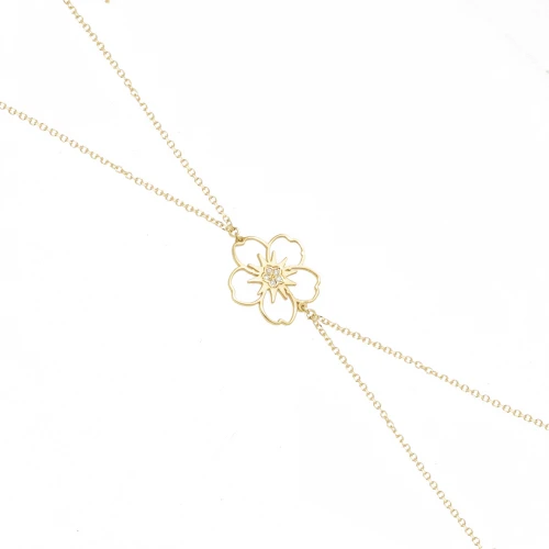 14K Χρυσό Βραχιόλι "Λουλούδι" με Διαμάντι XB2803