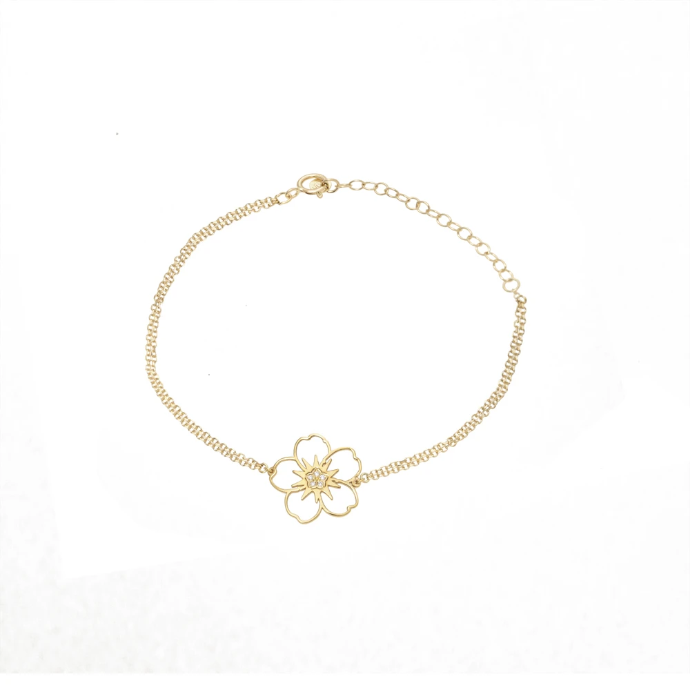 14K Χρυσό Βραχιόλι "Λουλούδι" με Διαμάντι XB2803