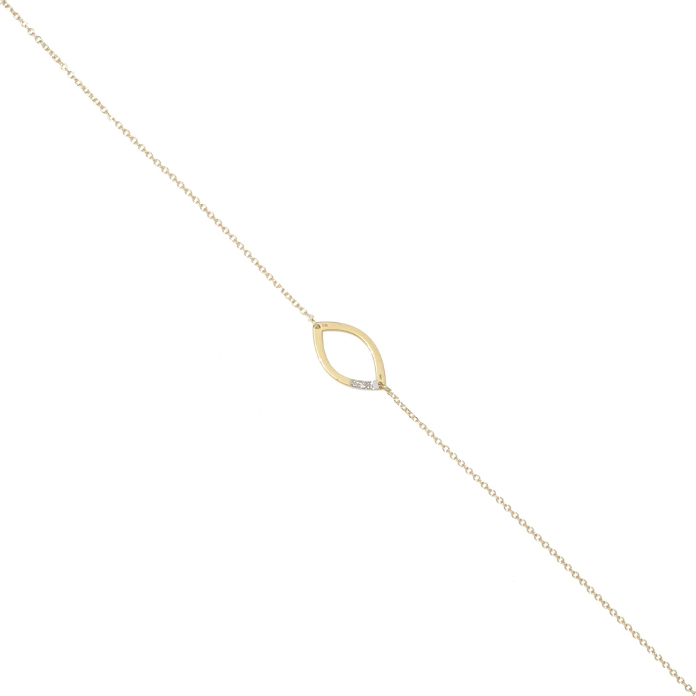 14K Χρυσό Βραχιόλι "Φύλλο" με Διαμάντι XB4359