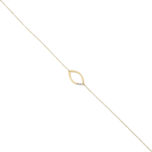 14K Χρυσό Βραχιόλι "Φύλλο" με Διαμάντι XB4359