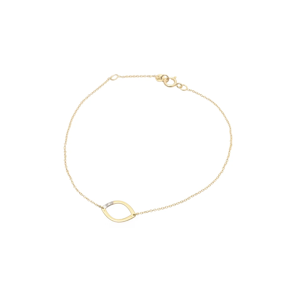 14K Χρυσό Βραχιόλι "Φύλλο" με Διαμάντι XB4359