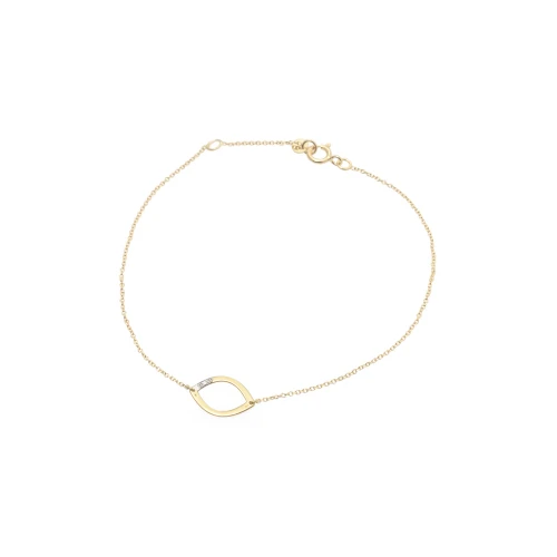 14K Χρυσό Βραχιόλι "Φύλλο" με Διαμάντι XB4359