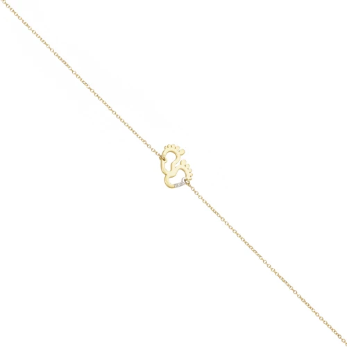 14K Χρυσό Βραχιόλι "Παιδικές Πατούσες" με Διαμάντι XB4363