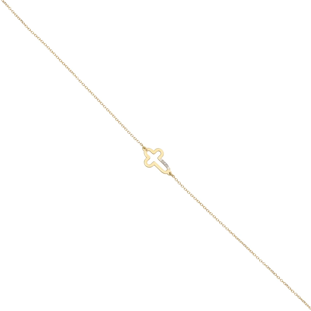 14K Χρυσό Βραχιόλι "Σταυρός" με Διαμάντια XB4376