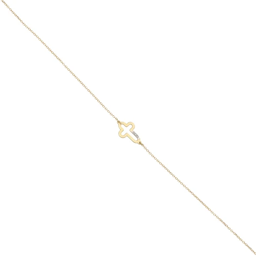 14K Χρυσό Βραχιόλι "Σταυρός" με Διαμάντια XB4376