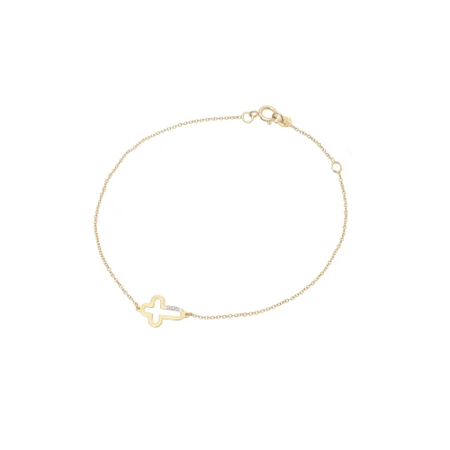 14K Χρυσό Βραχιόλι "Σταυρός" με Διαμάντια XB4376