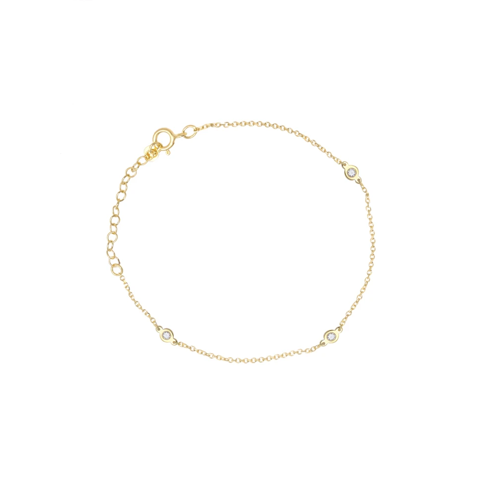 14K Χρυσό Βραχιόλι με τρία Διαμάντια XB4396