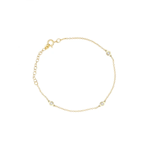 14K Χρυσό Βραχιόλι με τρία Διαμάντια XB4396