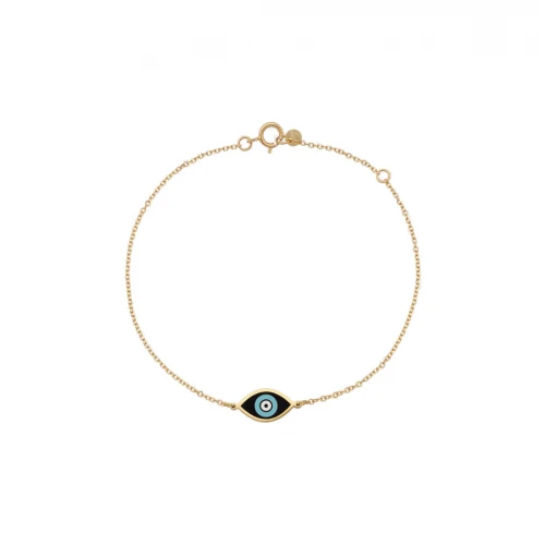 14K Χρυσό και Κεραμικό Bραχιόλι με Ματάκι XB460400