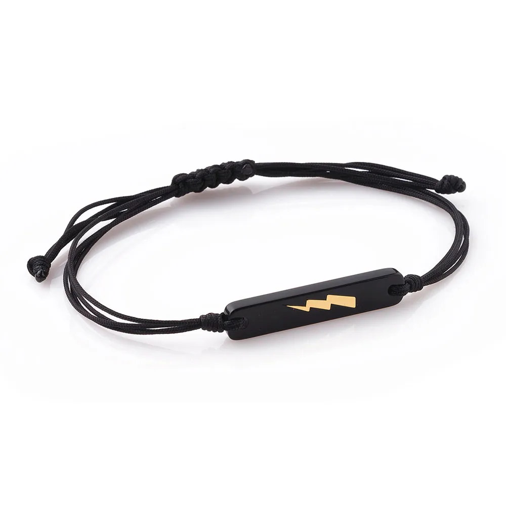 Rockman, 14K Χρυσό Bραχιόλι Αντρικό Μακραμέ, Κεραυνός, XB461001