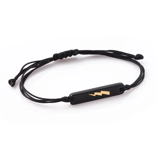 Rockman, 14K Χρυσό Bραχιόλι Αντρικό Μακραμέ, Κεραυνός, XB461001
