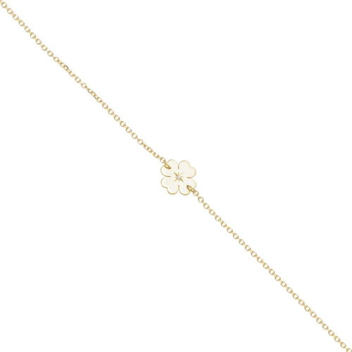 14K Χρυσό Βραχιόλι "Τετράφυλλο τριφύλλι" με Διαμάντι XB4780