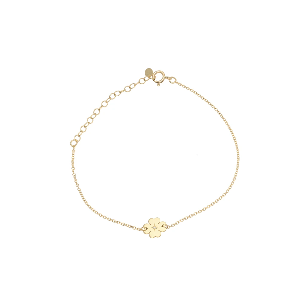 14K Χρυσό Βραχιόλι "Τετράφυλλο τριφύλλι" με Διαμάντι XB4780