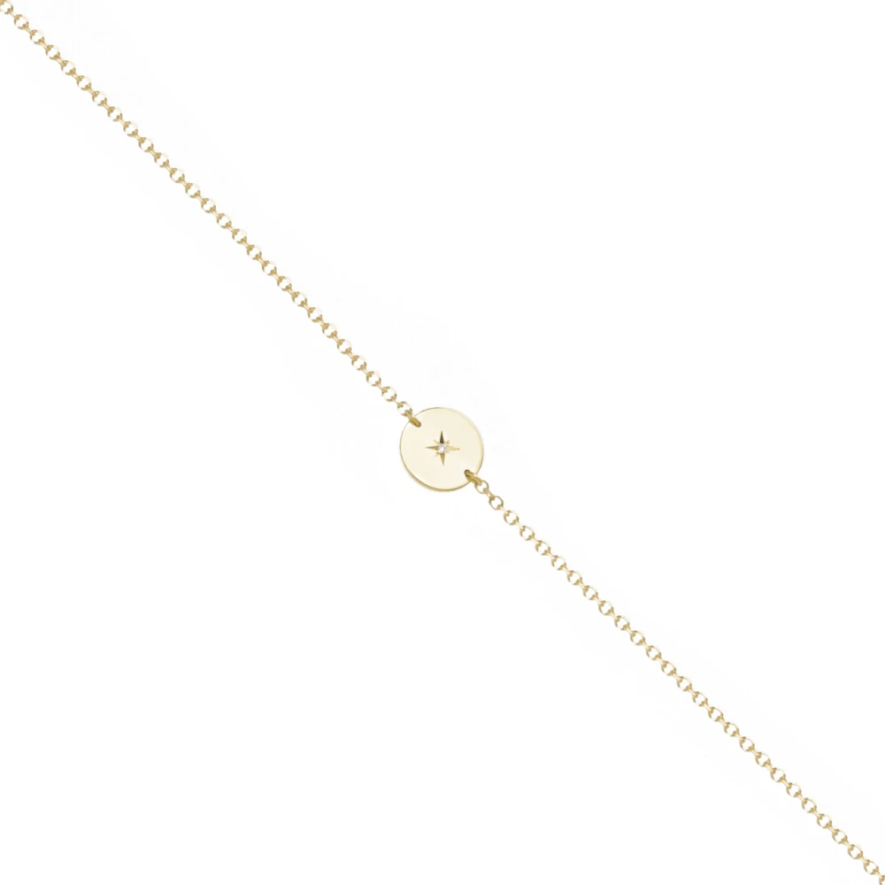 14K Χρυσό Βραχιόλι "Δίσκος" με Διαμάντι XB4786