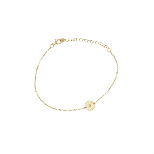 14K Χρυσό Βραχιόλι "Δίσκος" με Διαμάντι XB4786