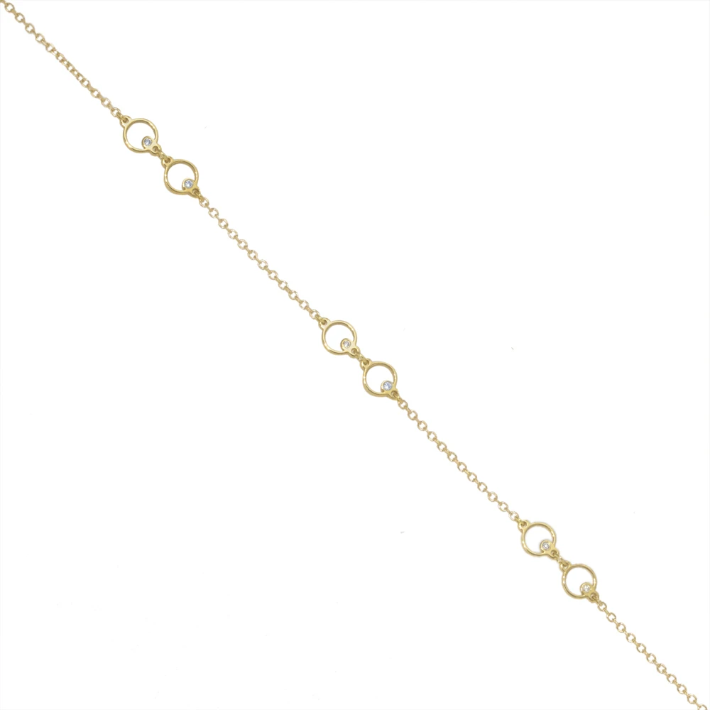 14K Χρυσό Βραχιόλι με "Κύκλους" και Διαμάντι XB4979