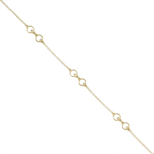 14K Χρυσό Βραχιόλι με "Κύκλους" και Διαμάντι XB4979