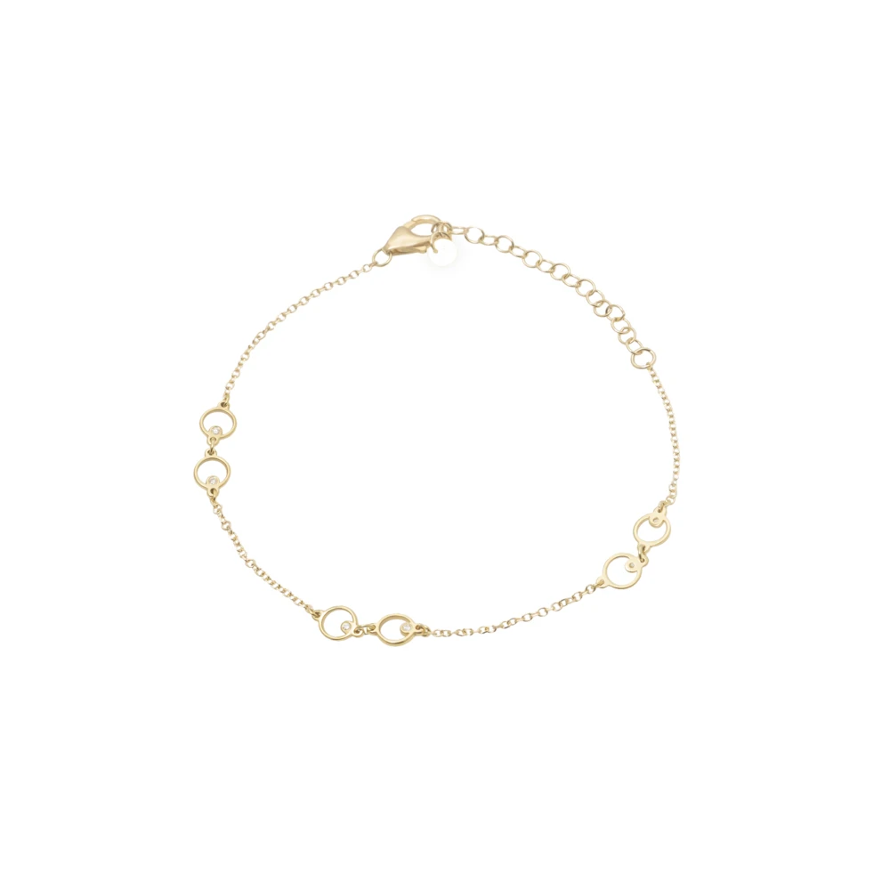 14K Χρυσό Βραχιόλι με "Κύκλους" και Διαμάντι XB4979