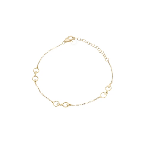 14K Χρυσό Βραχιόλι με "Κύκλους" και Διαμάντι XB4979