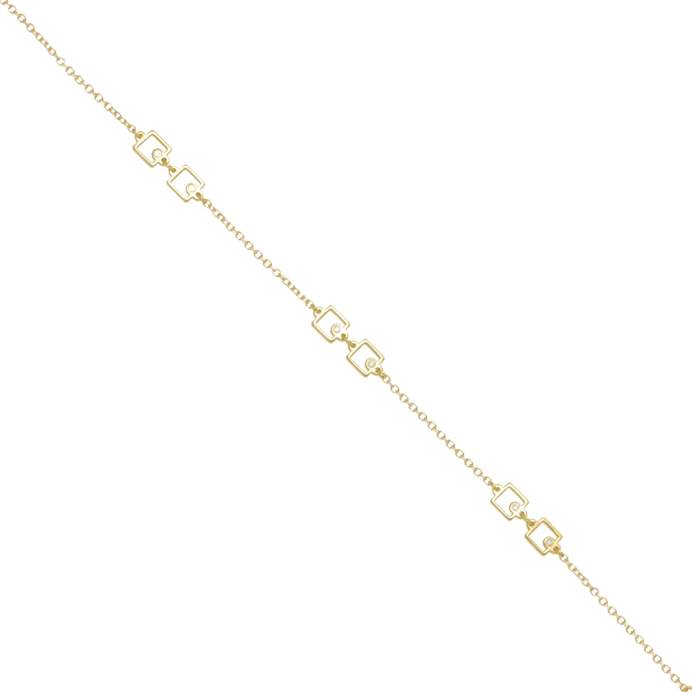 14K Χρυσό Βραχιόλι "Τετράγωνα Μοτίφ" με Διαμάντι XB4980