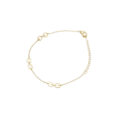 14K Χρυσό Βραχιόλι "Τετράγωνα Μοτίφ" με Διαμάντι XB4980