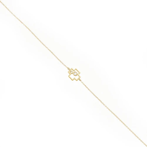 14K Χρυσό Βραχιόλι "Σταυρός" με Διαμάντια XB4993